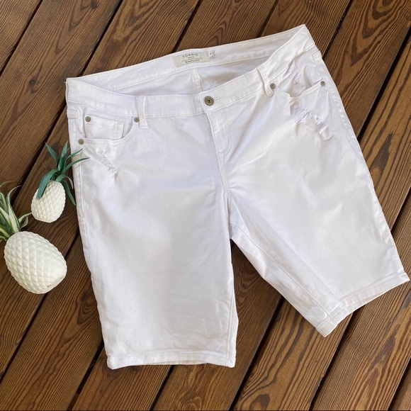 distressed white bermuda shorts